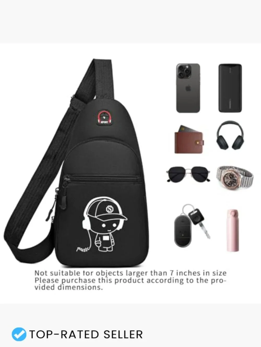 Crossbody Sling Bag for Men Travel Sports Running Hiking Shoulder Bag Small